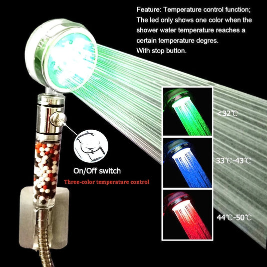 Pommeau de Douche LED Anion avec Changement de Couleurs - EZYSHOPZ