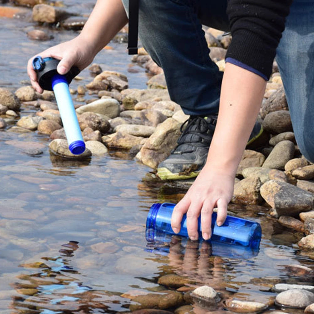 Water Bottle with Water Filter Lockable Lid BPA Free Water Purifier Bottle for Travel Hiking Camping Travel Emergency - EZYSHOPZ